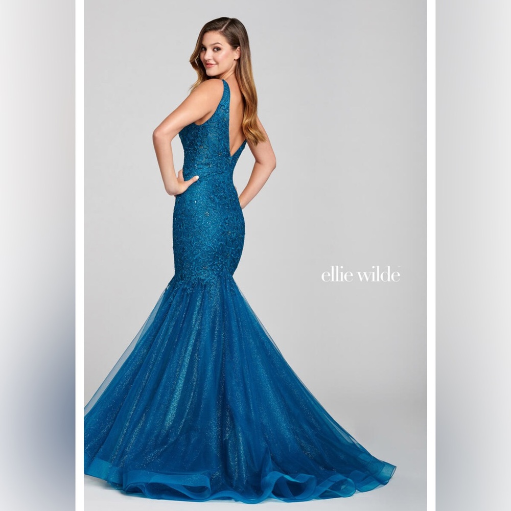 Ellie Wilde Turquoise Embellished Dress EW121044